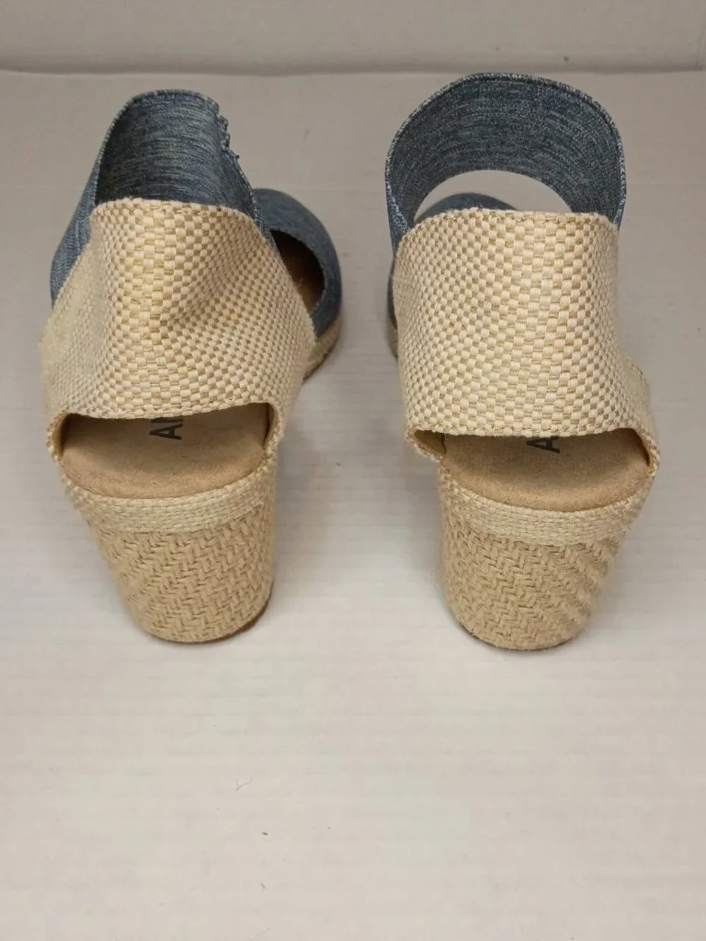 Anne Klein Zatia Denim Espadrille Wedge Sandals Blue Women's Size 8.5M